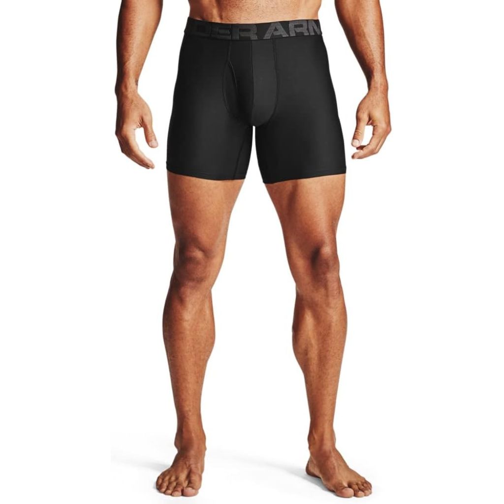 Under Armour 3-Pack Performance Tech Solid 6 Boxer Briefs Men's Underwear Taupe Dusk : XL, Elastane/Polyester