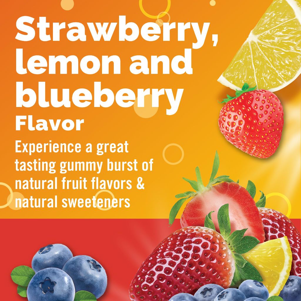 Emergen-C 750mg Vitamin C Gummies for Adults, Strawberry, Lemon and Blueberry Flavors - 45ct