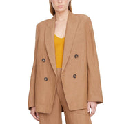 Vince Womens Double Breasted Boyfriend Blazer, Tobacco, 4 US