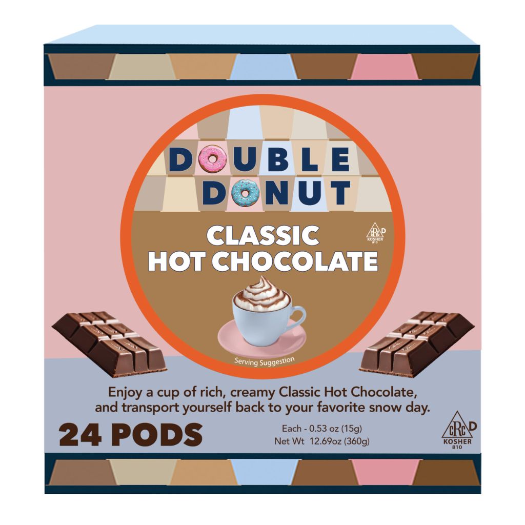 Double Donut Hot Chocolate Pods for Keurig K-Cup Brewers, Classic Cocoa, 24 Count