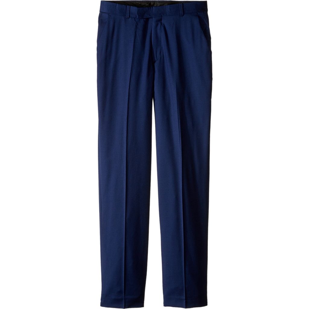 Calvin Klein Boys Flat-Front Suit Dress Pant, Straight Leg Fit & Hemmed Bottom, Infinite Blue, 16 Husky