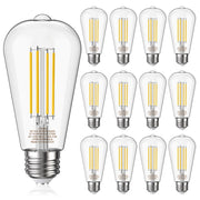 Novapollo Edison Light Bulbs 8W, 80W Equivalent Dimmable Vintage LED Light Bulbs, 800LM E26 Medium Base Soft White 2700K LED Bulb, ST19 90+ CRI LED Bulb, Clear Glass,12 Pack