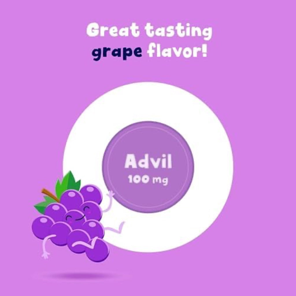 Advil Junior Strength Chewable Ibuprofen Pain Reliever and Fever Reducer, Grape - 24 Tablets (3 Pack)