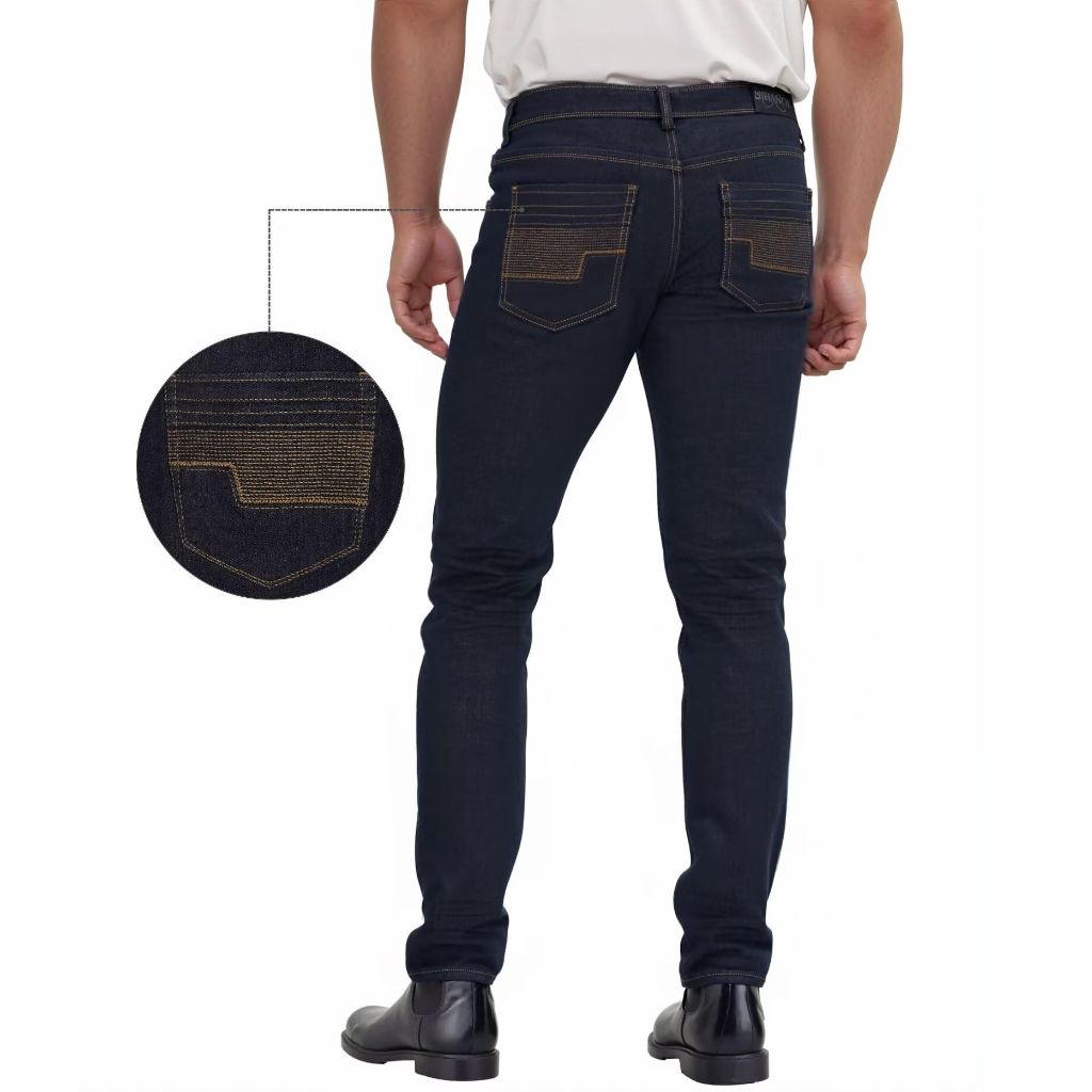ETHANOL Men's Slim Hyper Stretch Classic Straight Leg Denim Jeans APL22881SK PK16 Golds Dark WASH 36