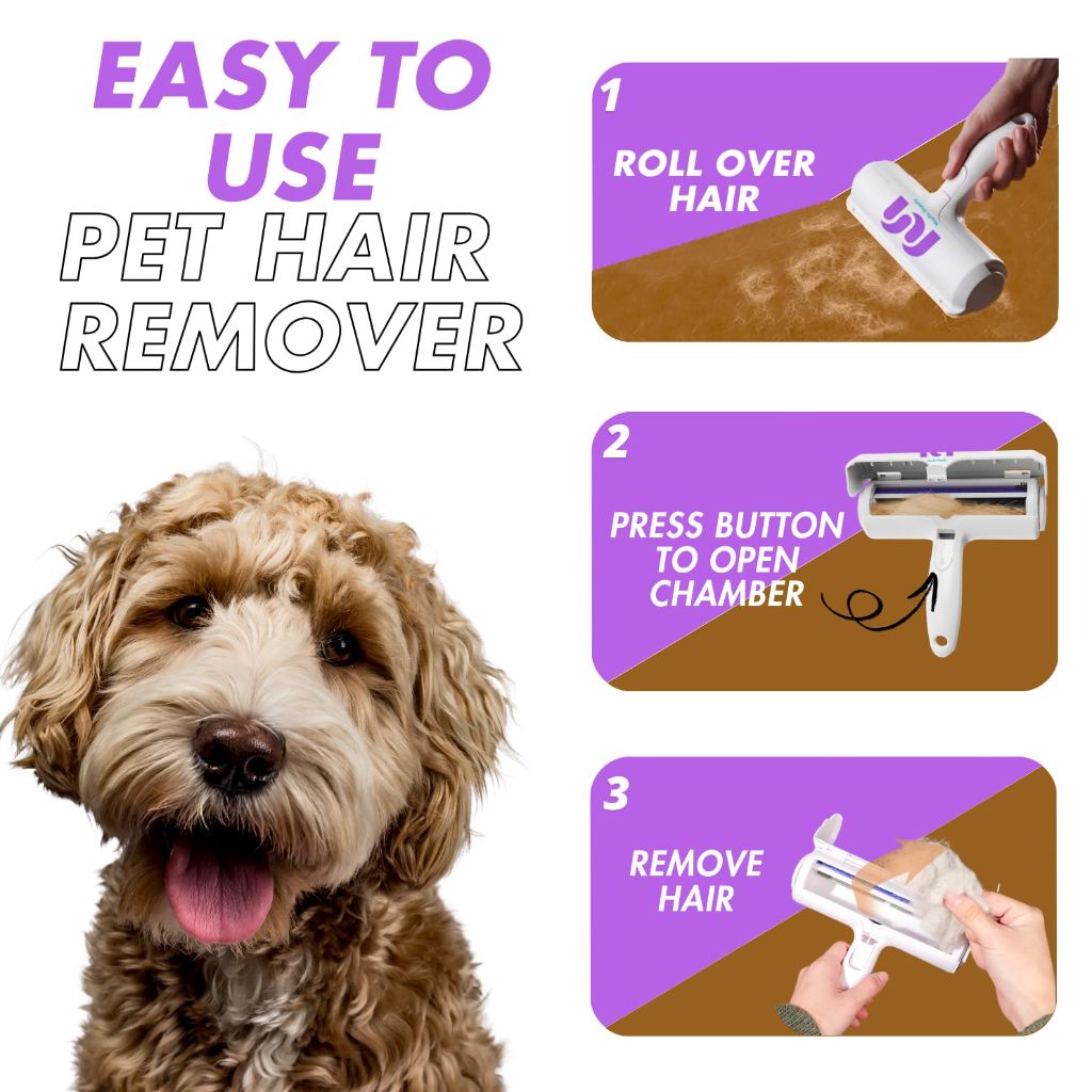 MayBe Supply Pet Hair Remover and Reusable Lint Roller - Portable, Multi-Surface Fur Removal Tool