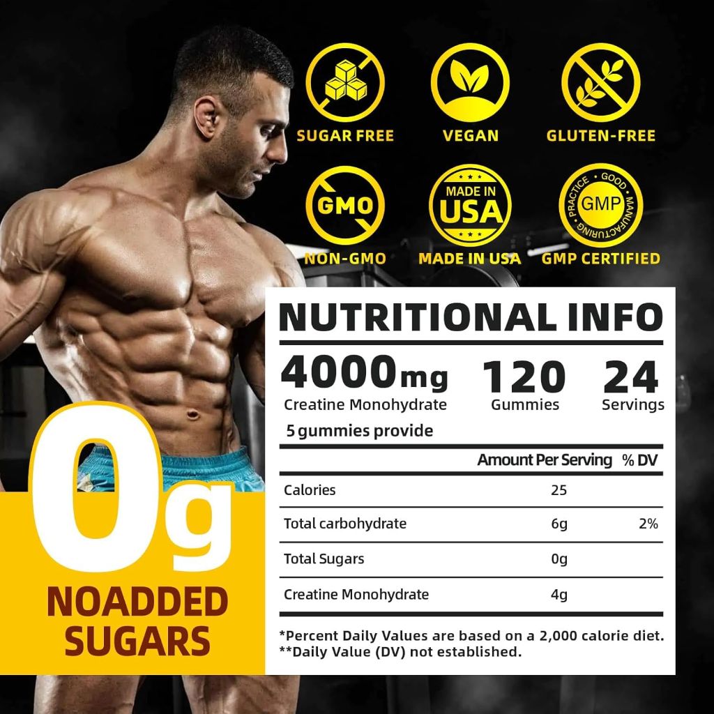 Creatine Monohydrate Gummies, 120 Count (Mango)