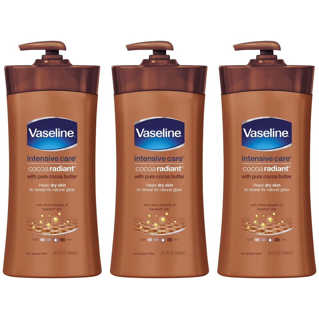 Vaseline Intensive Care Cocoa Radiant Hand and Body Lotion Cocoa Butter - 3pk/20.3 Fl Oz