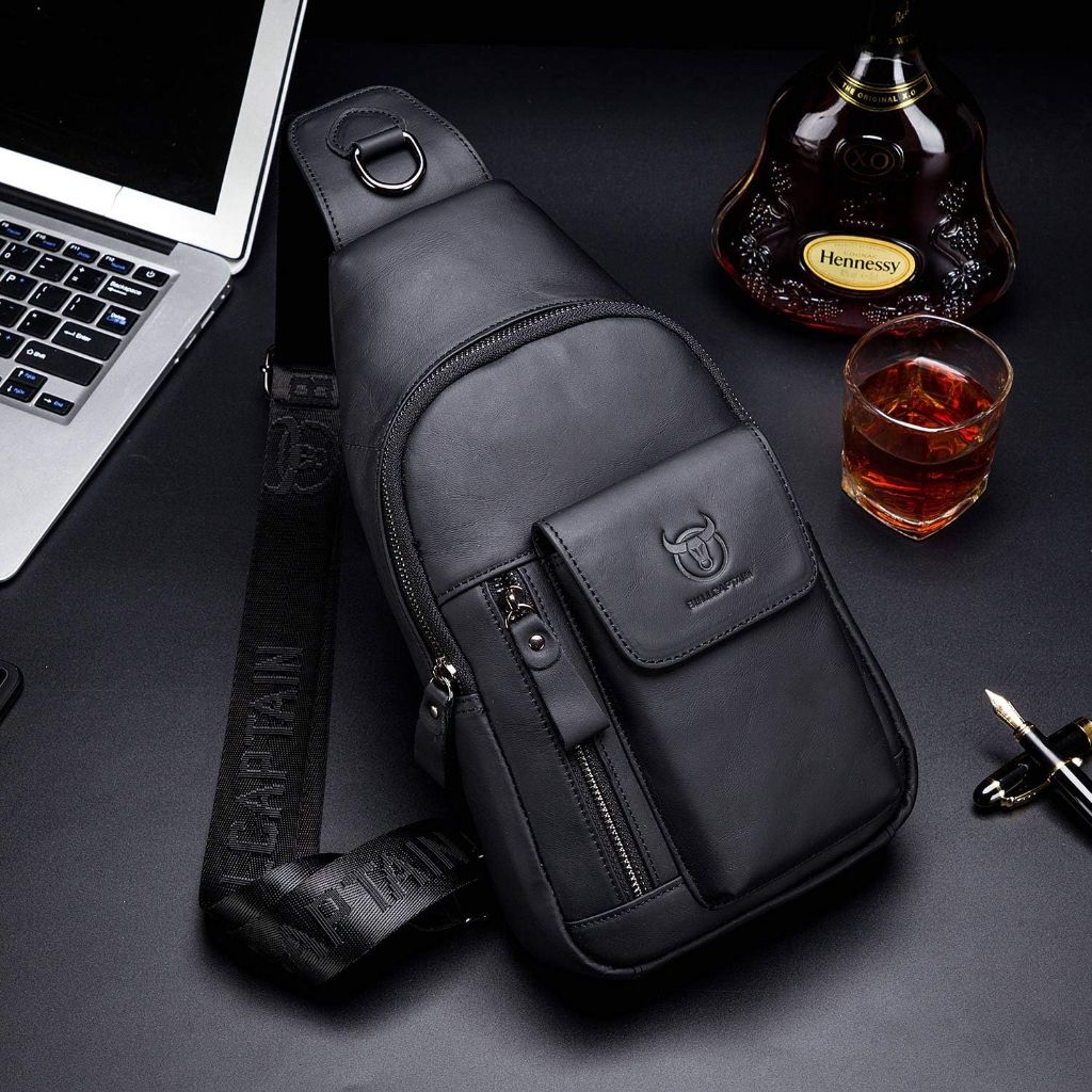 BULLCAPTAIN Men's Leather Crossbody Bag