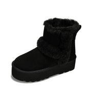 Project Cloud Genuine Suede Winter Boots for Women (Furby, Black, 8)