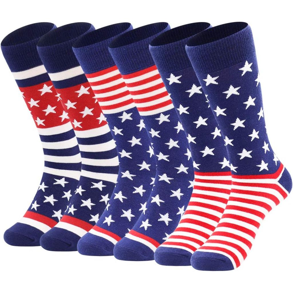 BISOUSOX American Flag Socks Men's Dress Socks, Sizes 9-12