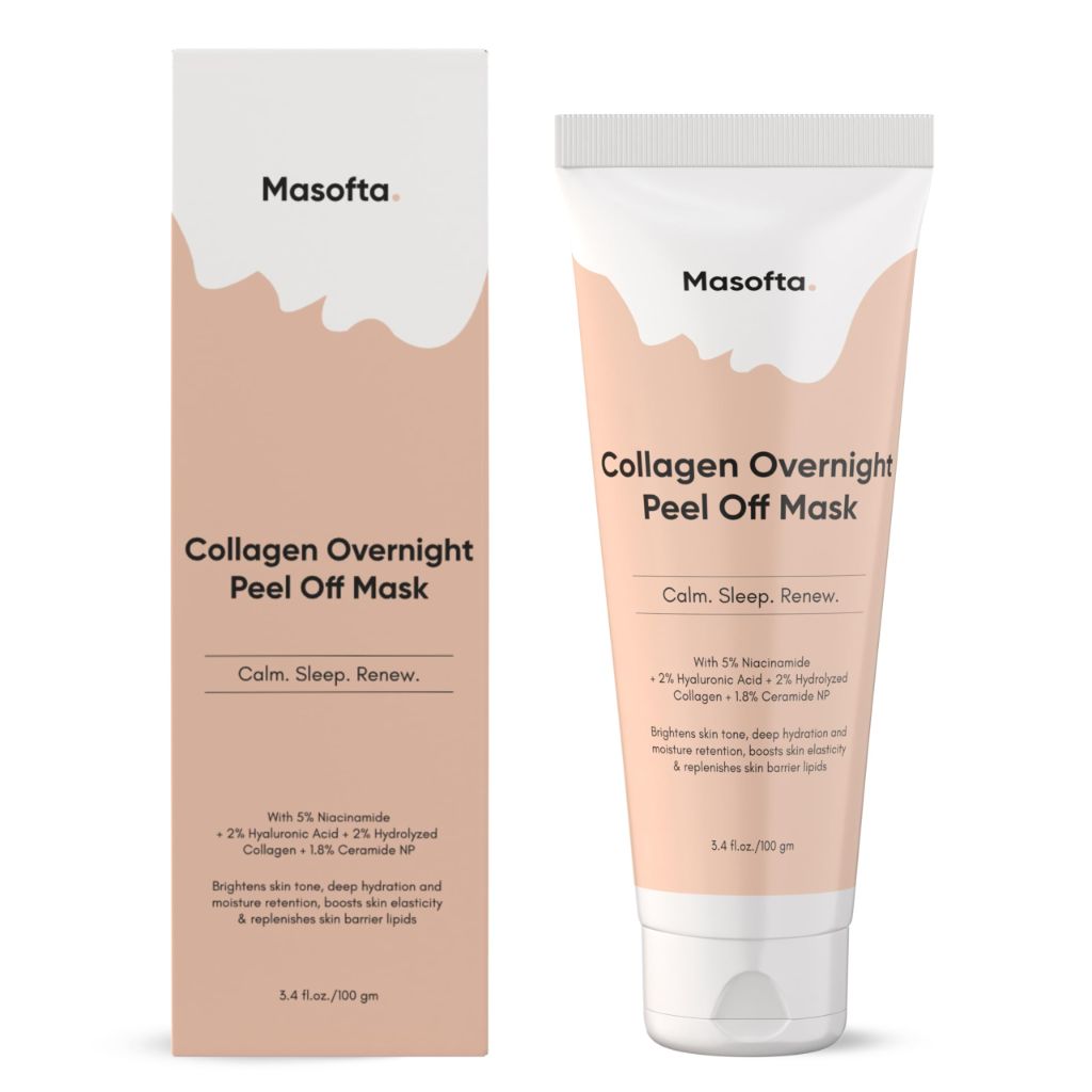 Masofta Collagen Overnight Peel Off Mask with Niacinamide, Hyaluronic Acid & Ceramides, 3.5 oz