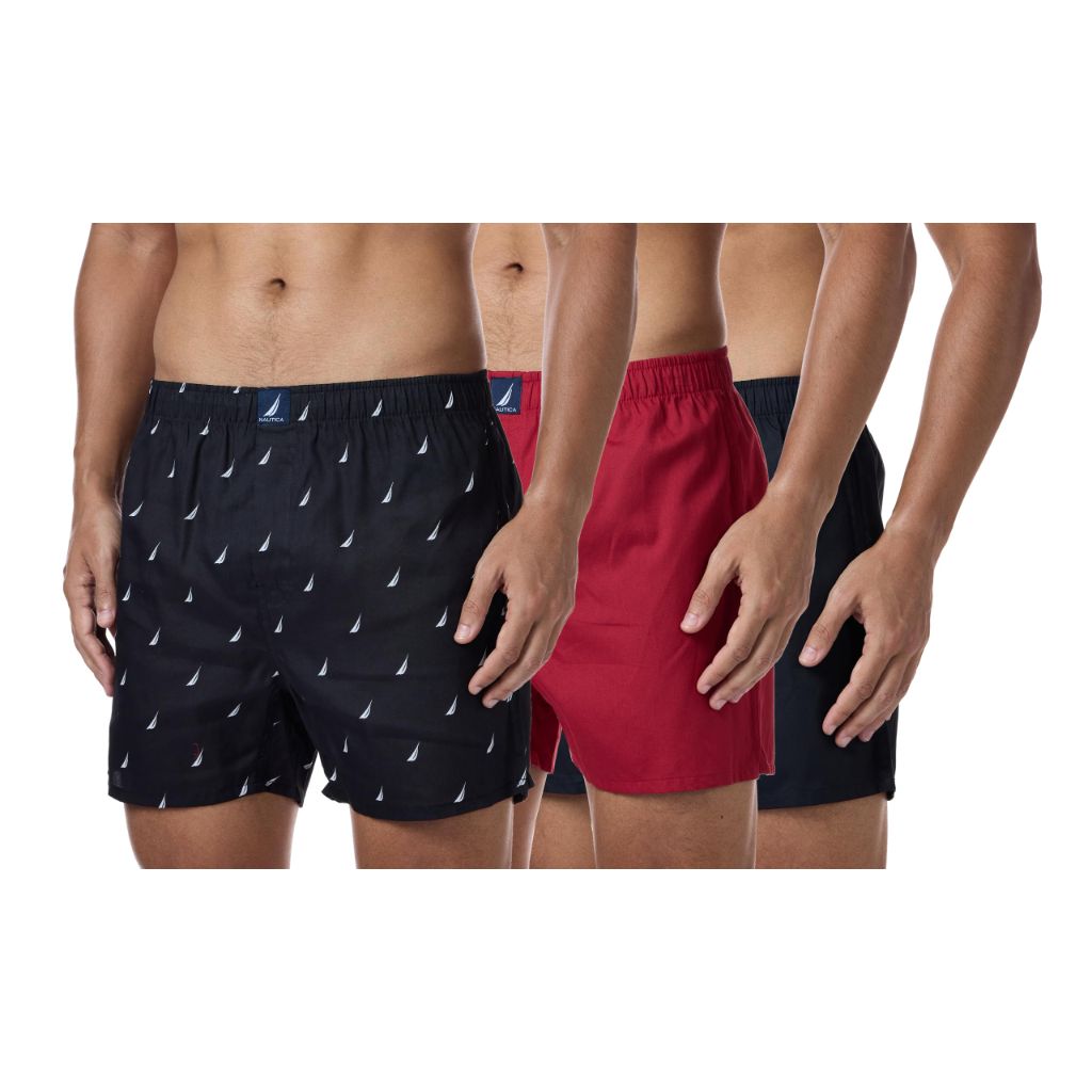 Nautica Men's Cotton Woven 3pk Boxers - size S