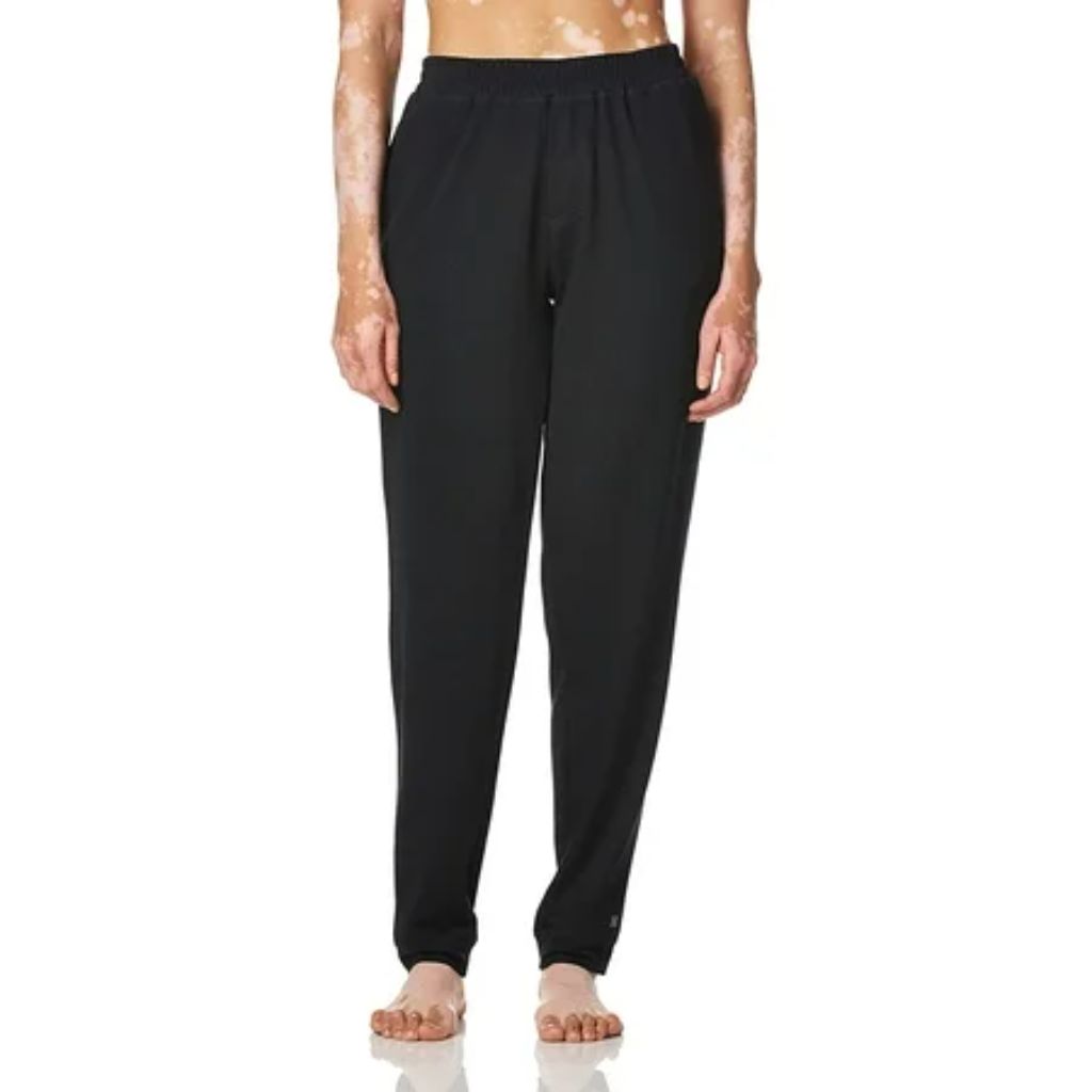 HUE Womens Solid French Terry Cuffed Long Lounge Pant with Pockets X-Large Black