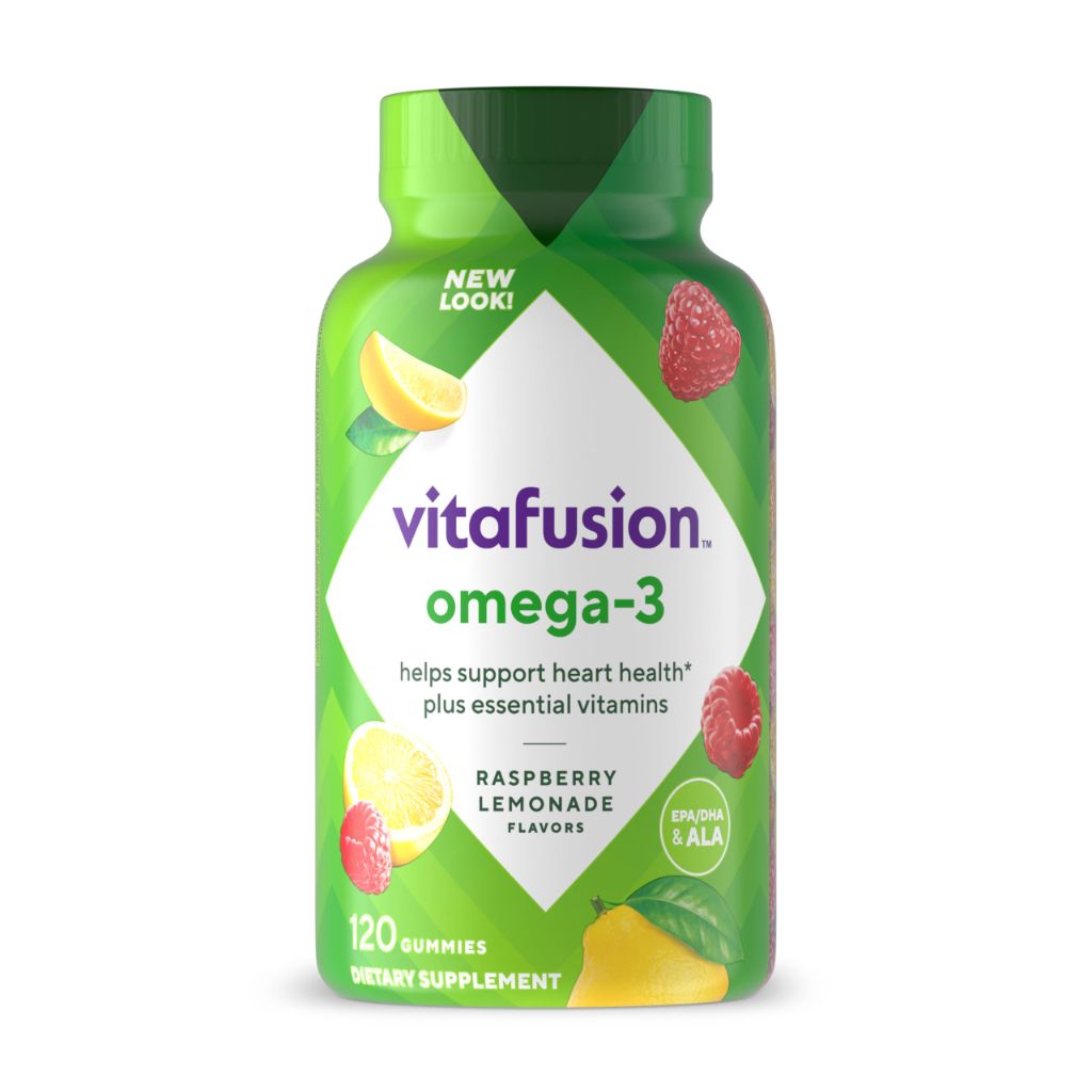 Vitafusion Omega-3 Gummy Vitamins, Berry Lemonade Flavored,  60 Day Supply, 120 Count