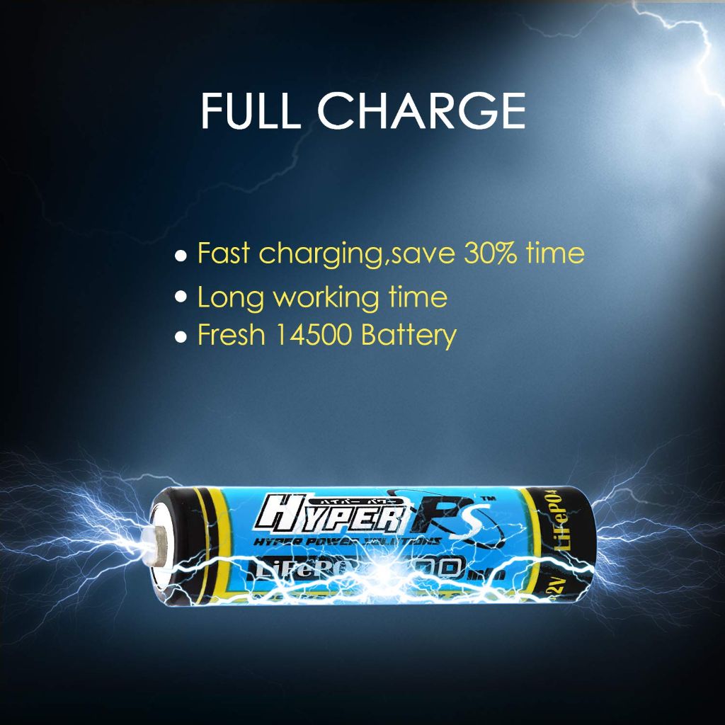 HyperPS 3.2V AA 600mAh Rechargeable Battery for Solar Panel Light, Tooth Brush, Shaver, Flashlight (4-Pack)