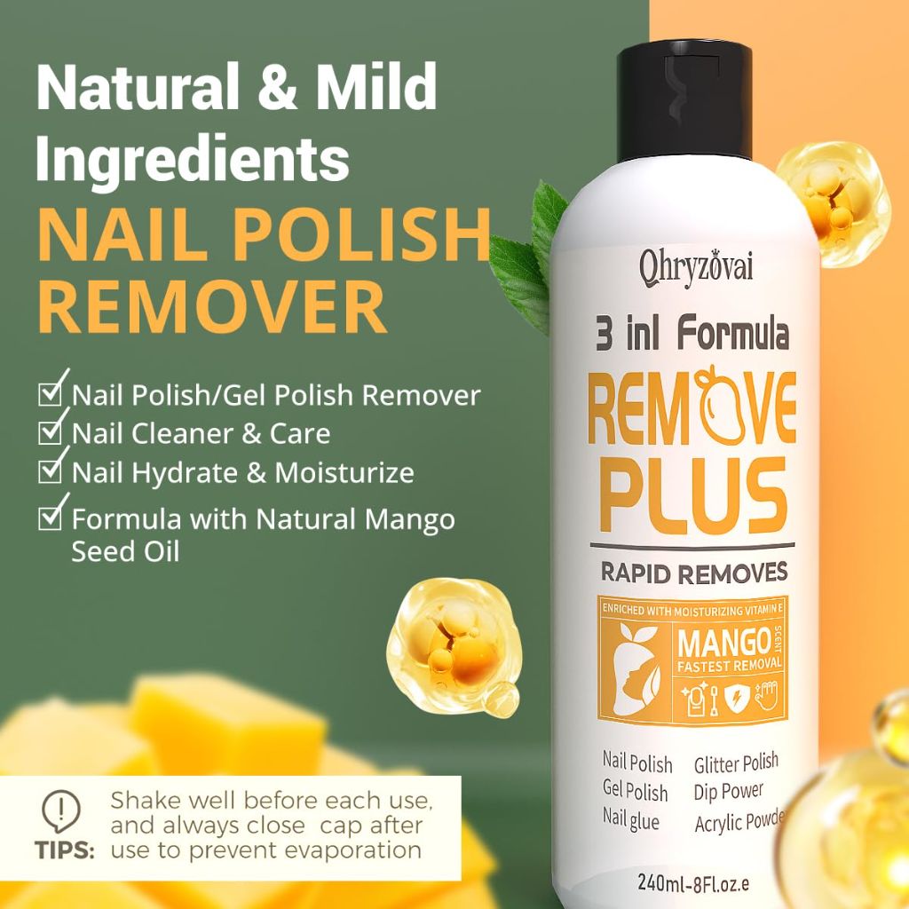 Qhryzoval Acetone Nail Polish Remover: Professional Gel Polish Remover for Nails (8 Fl Oz)