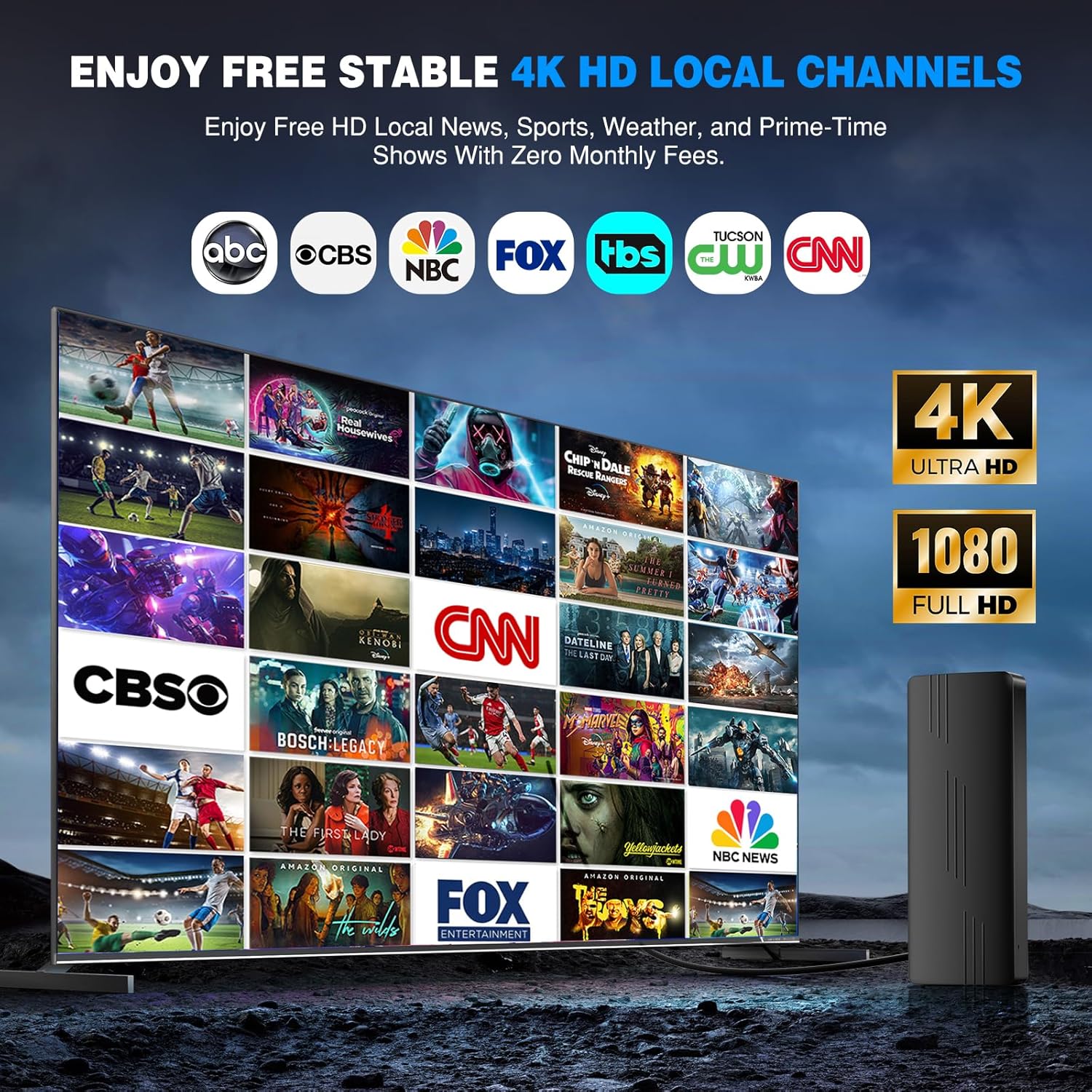 TV Antenna Outdoor Indoor, 2800+ Miles Long Range 360° Reception, Waterproof Digital Antenna with Signal Booster Amplifier