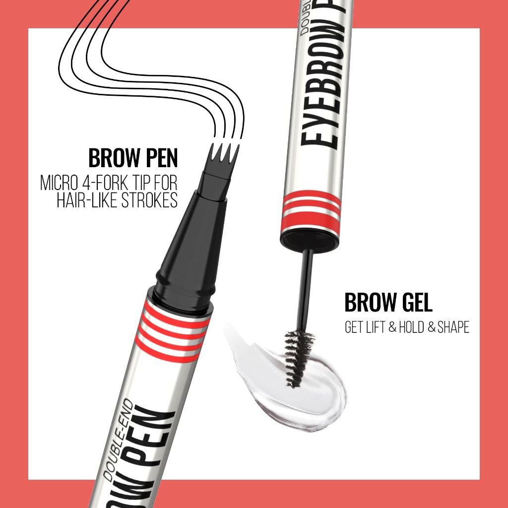 Vevivia Eyebrow Pen & Eyebrow Gel - Eyebrow Pencil Magical 2-in-1 Dual-Ended Brow Pencil (Brown)