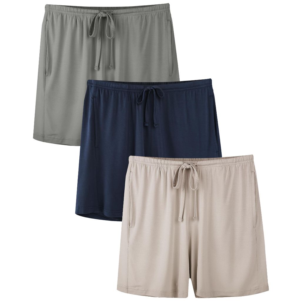 BAMBOO COOL Women's Pajama Shorts with Pockets 3 Pack, Size 7