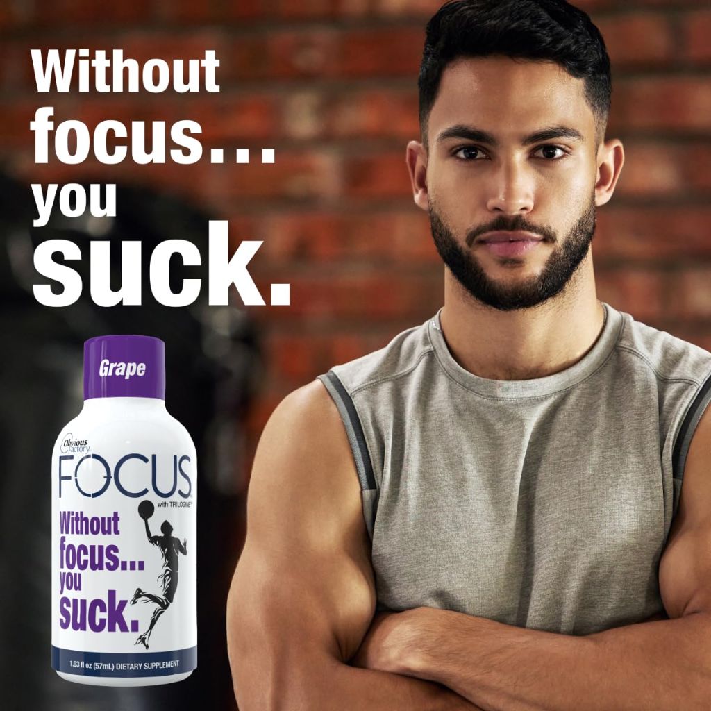 Focus Shots with Trilogine, Stay Sharp, Zero Sugar Energy Boost, 1.93 oz, 24 Count, Variety Pack, Blueberry, Grape Flavors