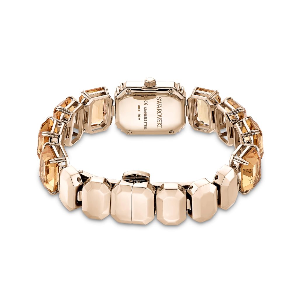 Swarovski Millenia Watch, Octagon Cut Crystal Bracelet Band, Brown, Champagne Gold-Tone Finish
