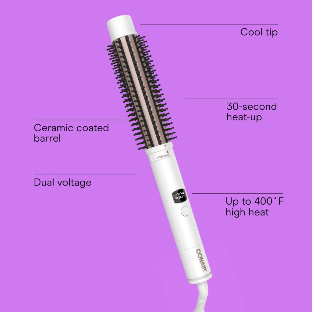 Conair Double Ceramic Multi-Attachment Hair Styler, 5-in-1 Hair Curling Wand Set | White/Rose Gold