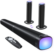 FHNFHN Sound Bar for Smart TV, 100W Sound Bar with 3 Dynamic RGB Lights