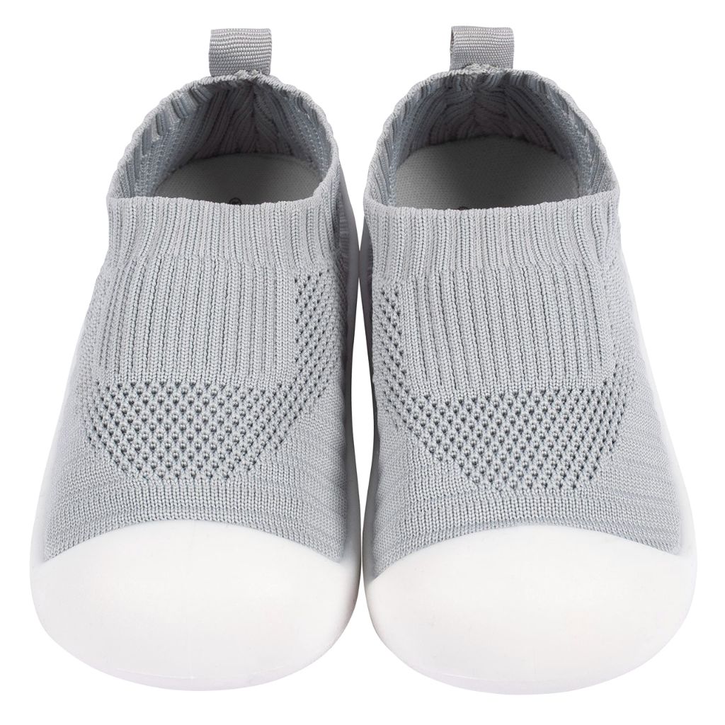 SZ 12T Gerber Baby Toddler Boy and Girl Stretchy Knit Slip-On Sneaker, Grey