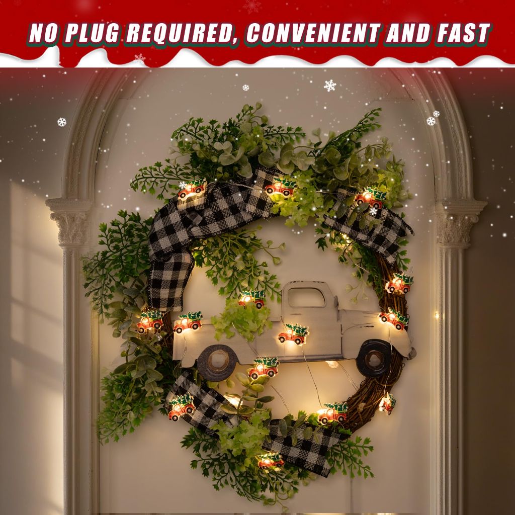 Joygoods 2 Pack Battery Operated Christmas Lights for Tree Decorations, 7ft 20 LEDs (Warm White）