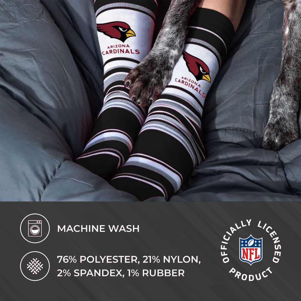 For Bare Feet NFL Adult Striped Dress Socks - (Arizona Cardinals - Black, One Size)