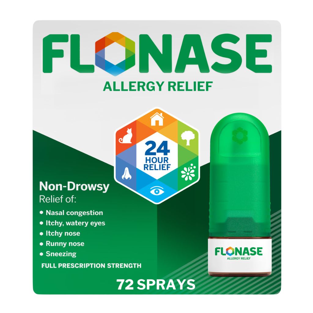 Flonase Allergy Relief Nasal Spray, 24 Hour Non Drowsy Allergy Medicine, Metered Nasal Spray
