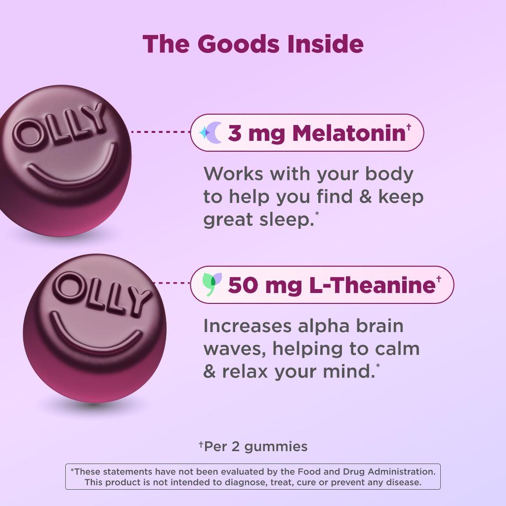 OLLY Sleep Gummy, Sleep Aid, Blackberry - 70 Count