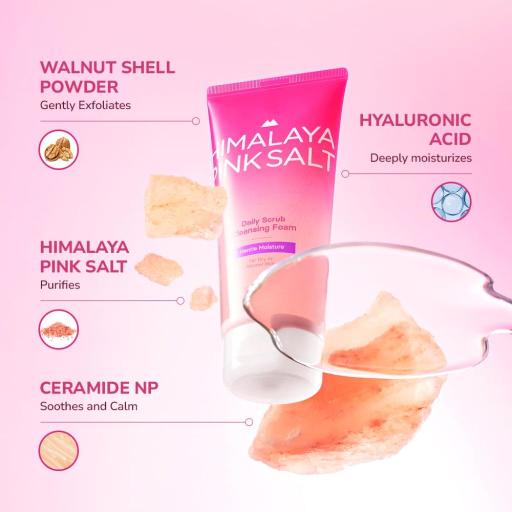 HIMALAYA PINKSALT Daily Scrub Cleansing Foam Gentle Moisture, 6.7 fl oz 2 Pack