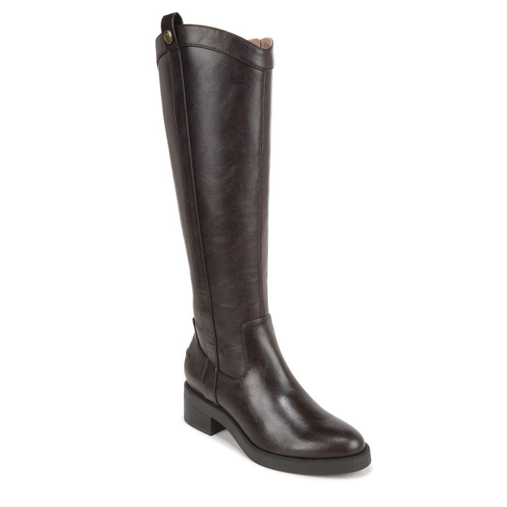 SZ 7.5M, LifeStride Womens Bridgett Wide Calf Knee High Riding Boot | Dark Brown Faux Leather