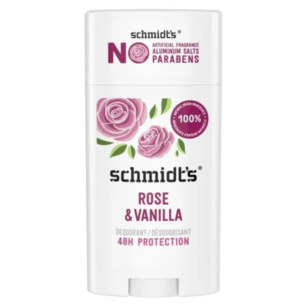 Schmidt s Rose & Vanilla 24 Hour Odor Protection Aluminum-Free Vegan Deodorant  2.65 oz