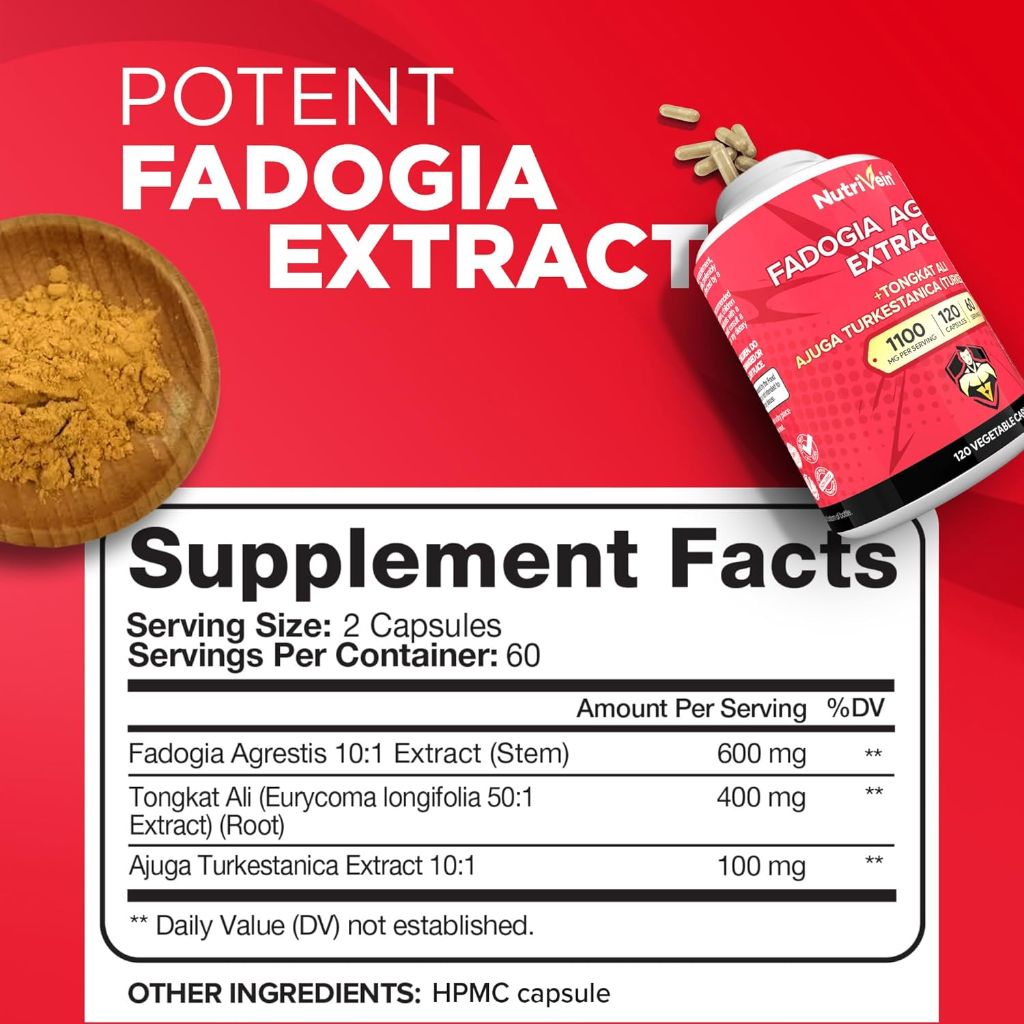 Nutrivein Premium Fadogia Agrestis and Tongkat 1100 mg - 120 Caps