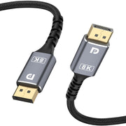 8K DisplayPort Cable, 6.6ft High Speed Braided DP Cable for HDR, HDCP, FreeSync, G-Sync, Gaming Monitor, Graphics, PC, TV, Laptop