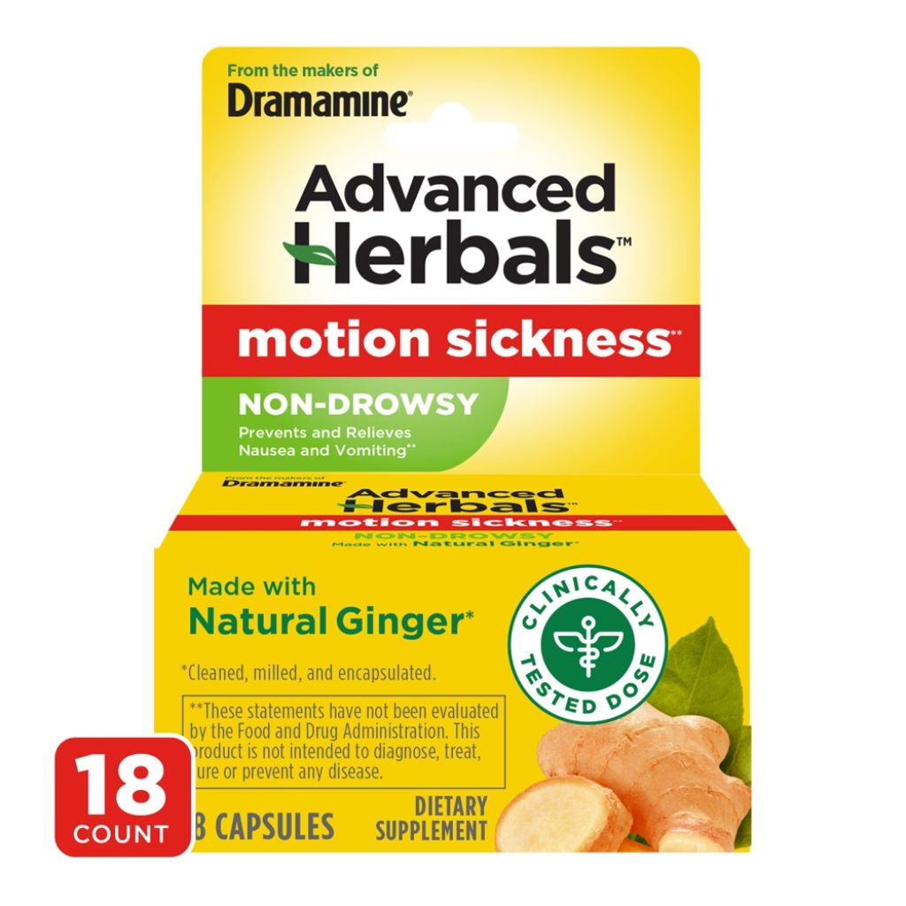 Dramamine Advanced Herbals Non-Drowsy Motion Sickness Relief Capsules - 18ct