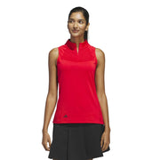 adidas Women's Ultimate365 Zip Mock Sleeveless Polo Shirt - Pure Ruby, Large