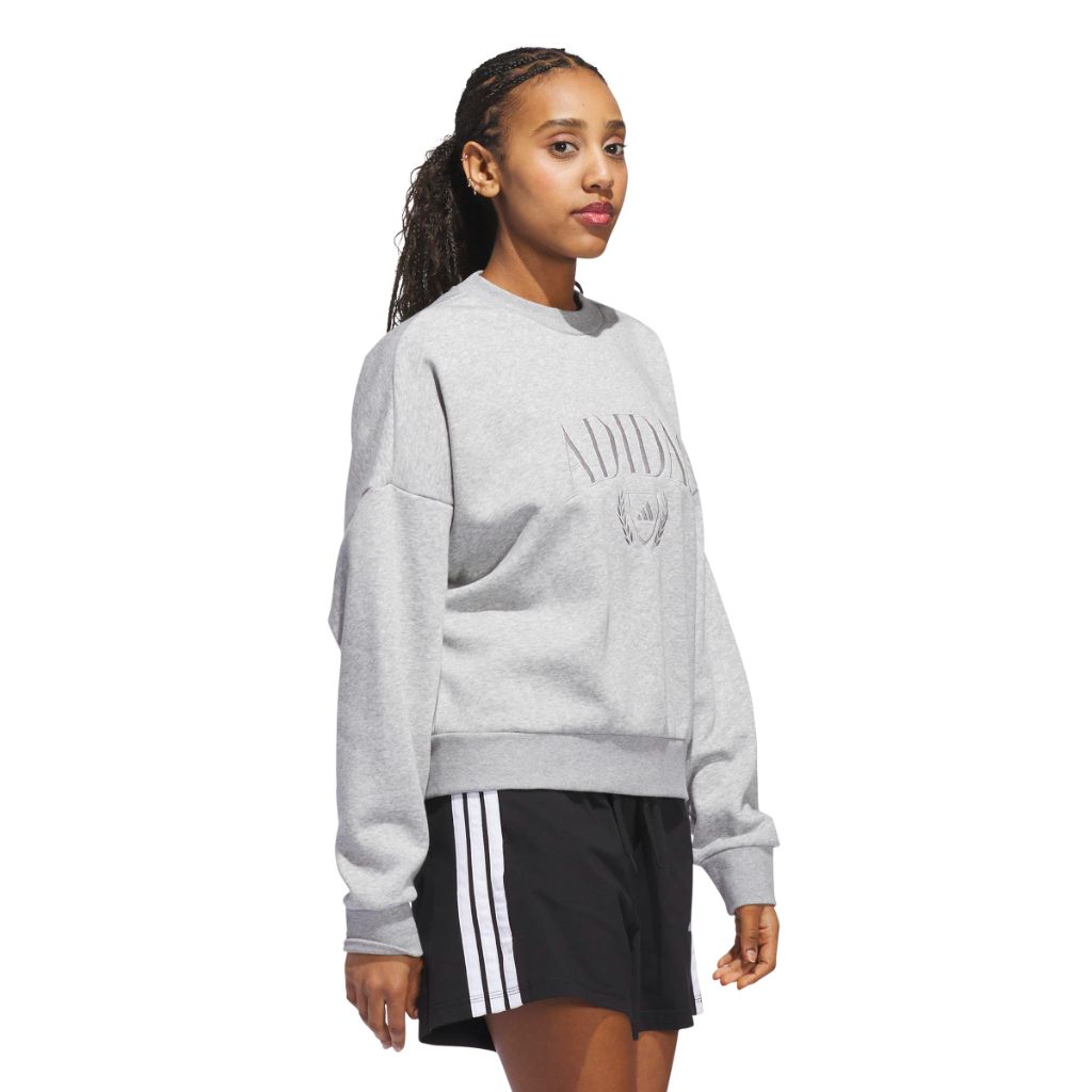 adidas Women's Cozy Holiday Graphic Sweatshirt - Gray Heather, Small