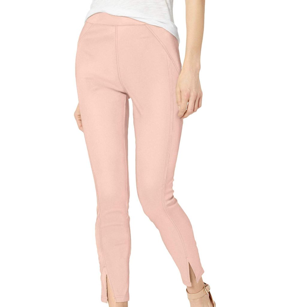 HUE Women's Sateen High Waist Skimmer Leggings Hosiery, Barely Pink, Medium US
