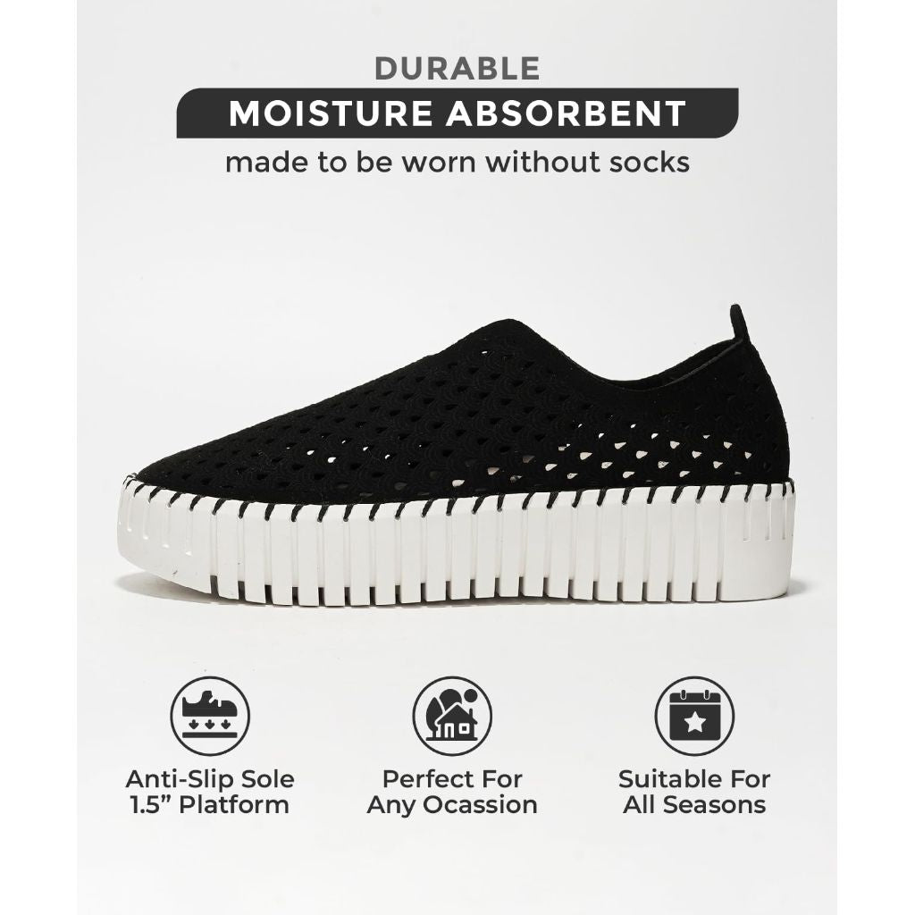 Project Cloud Platform Loafers for Women - Lightweight Summer Shoes for Women 2026 - Slip-On Casual Shoes - Non Slip Fashion Sneakers - Leather Insole Womens Footwear (Daffodil, Black, 11)
