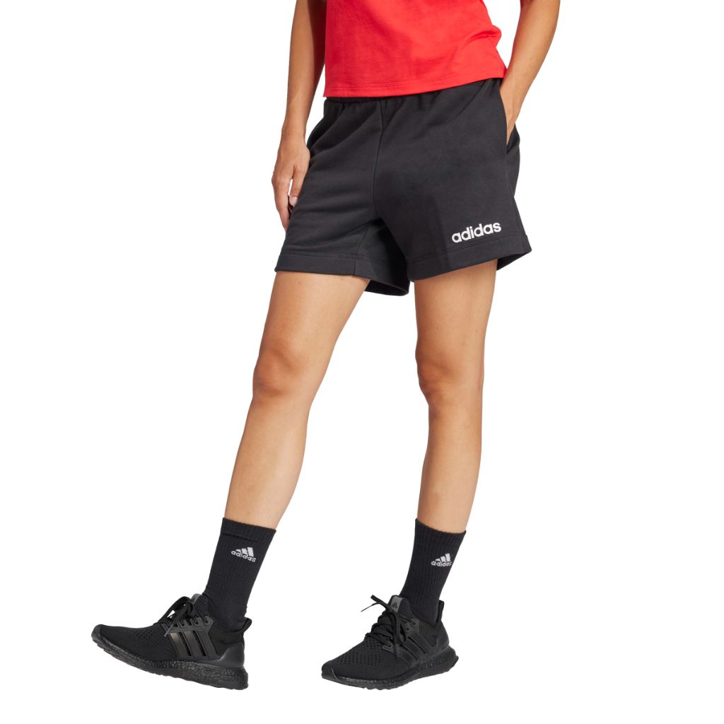 Adidas Women's Linear French Terry Sportswear Shorts, Black/White, XX-Small