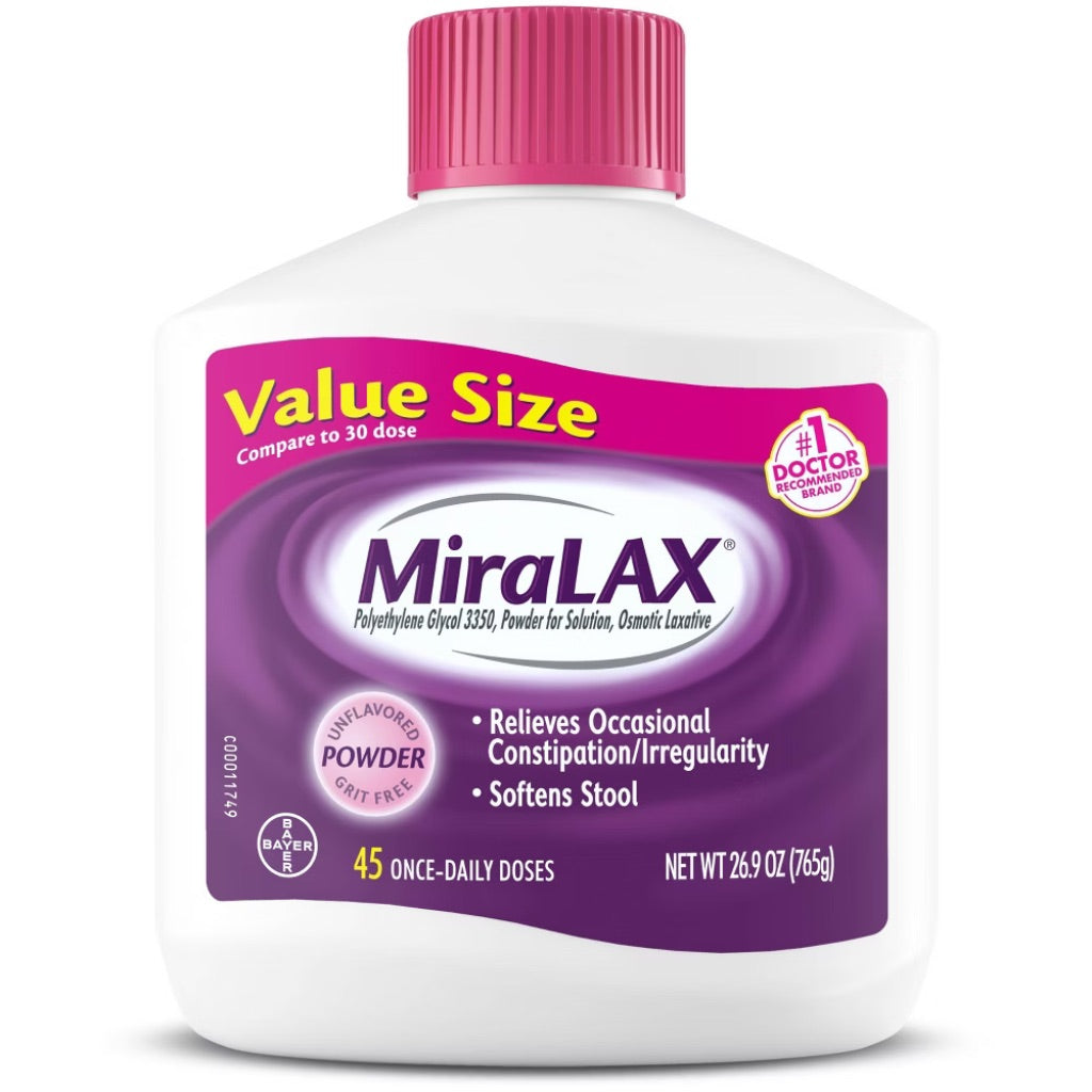 MiraLAX Laxative Powder for Gentle Constipation Relief - 26.9oz (45 Doses)