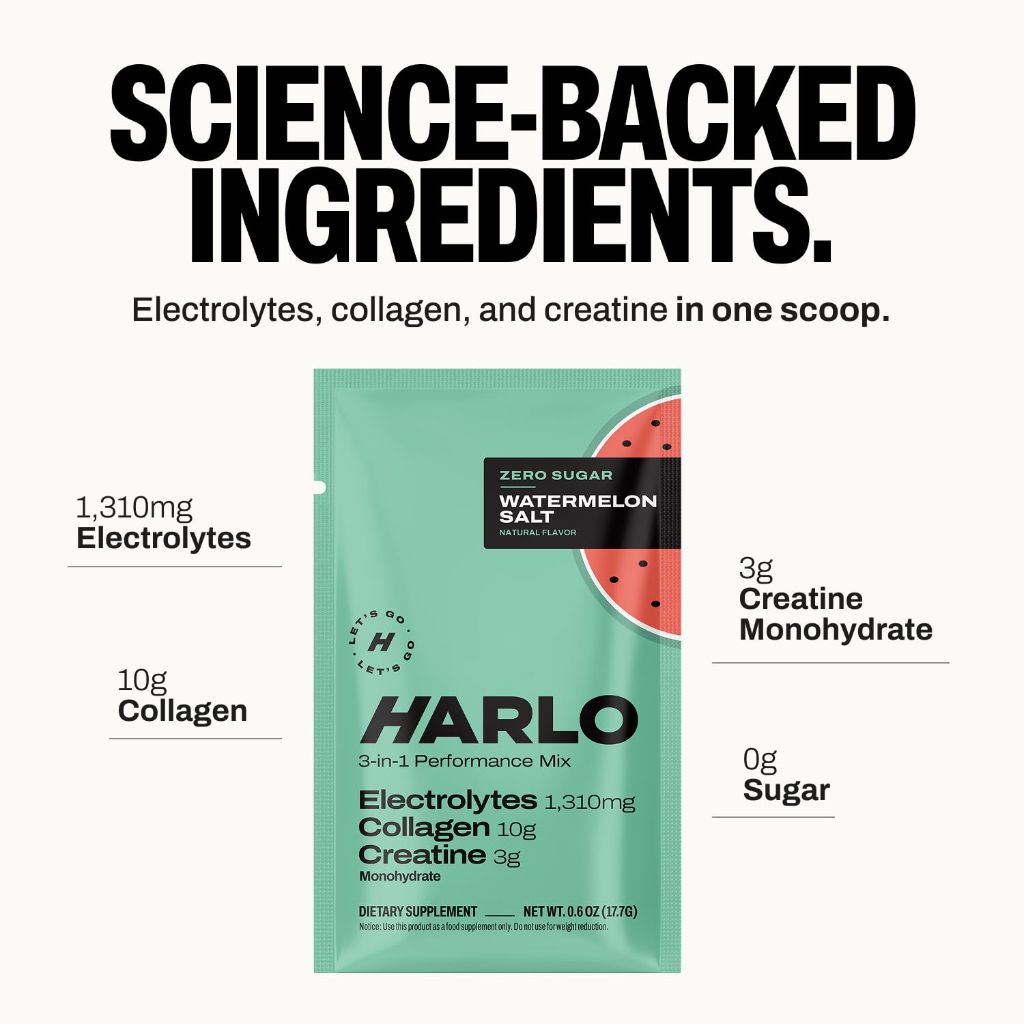 Harlo 3-in-1 Electrolytes Powder with Collagen & Creatine  | 4-Flavor Sample Pack