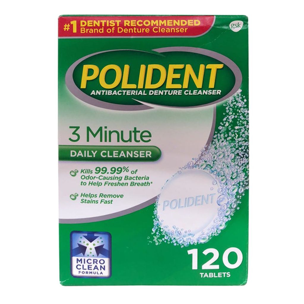 Polident 3 Minute Daily Antibacterial Denture Cleanser - 120 Tablets