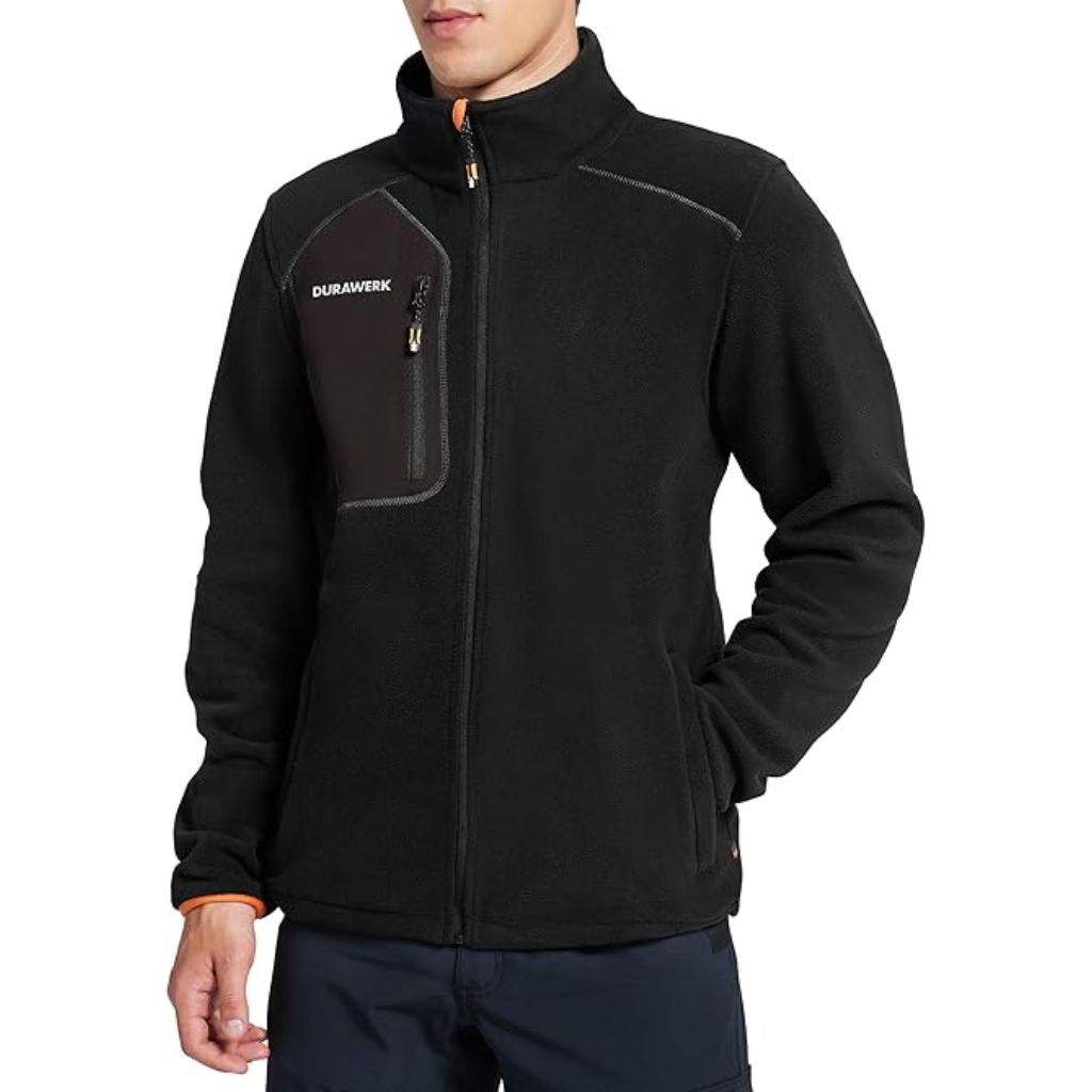 DURAWERK Men's Full-Zip Fleece Jacket - Black, Large