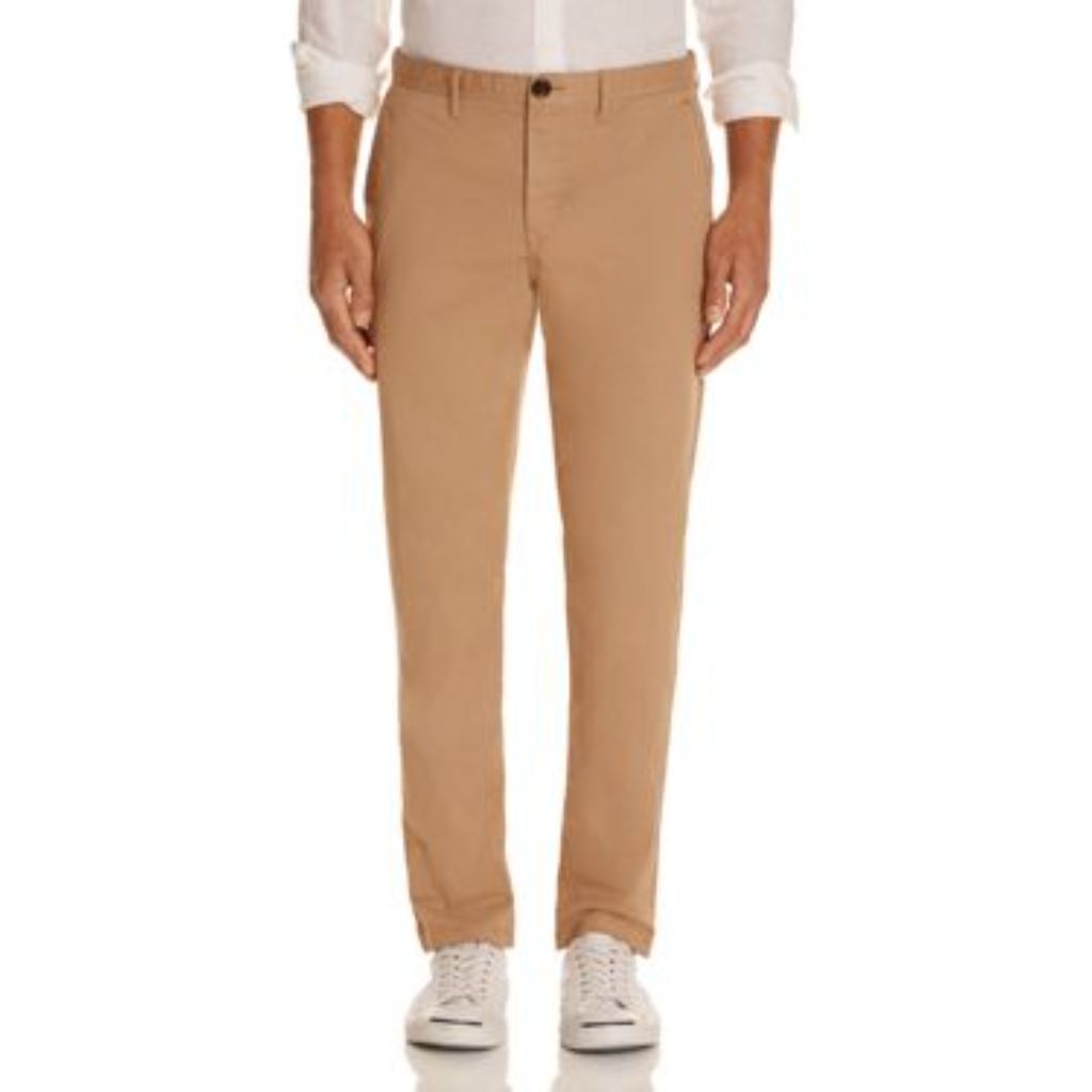 Michael Kors Garment Dyed Stretch Slim Fit Chino Pants (Khaki, 33W x 32L)