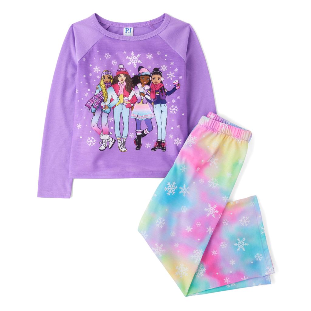 The Children's Place,Girls,Long Sleeve Top and Pants 2 Piece Pajamas Sets,Snow Girls,X-Small