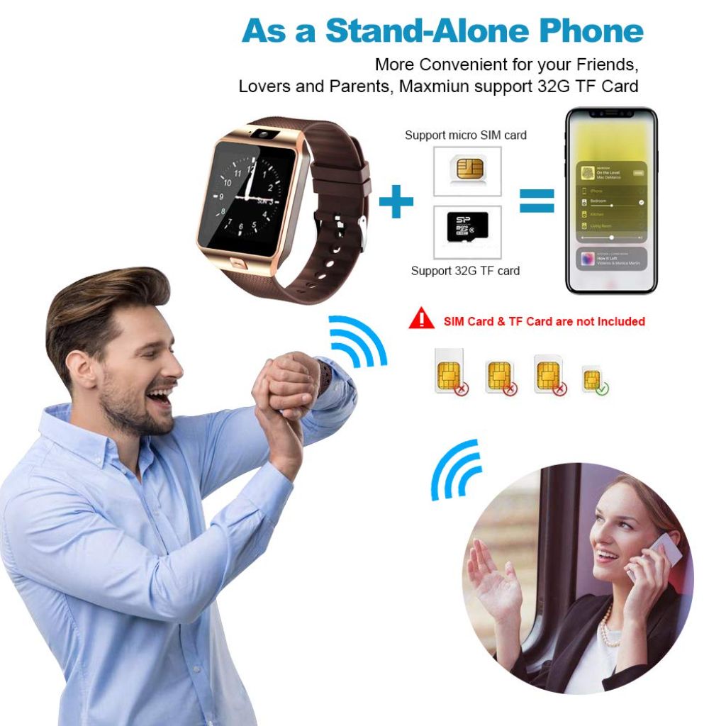 Padgene Bluetooth Smart Watch with Camera for Samsung S5 / Note 2 / 3 / 4, Nexus 6, Htc, Sony and Other Android Smartphones, Gold